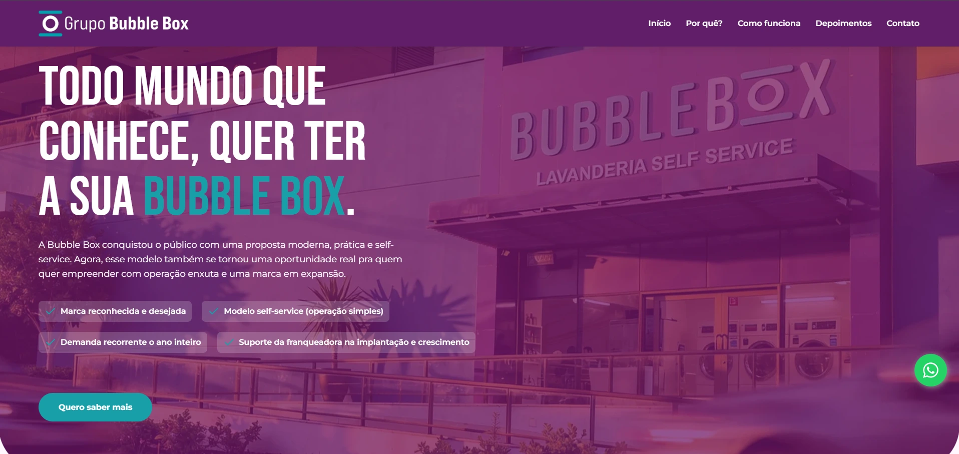 Landing page Bubble Box — desenvolvida por Rafael Melo