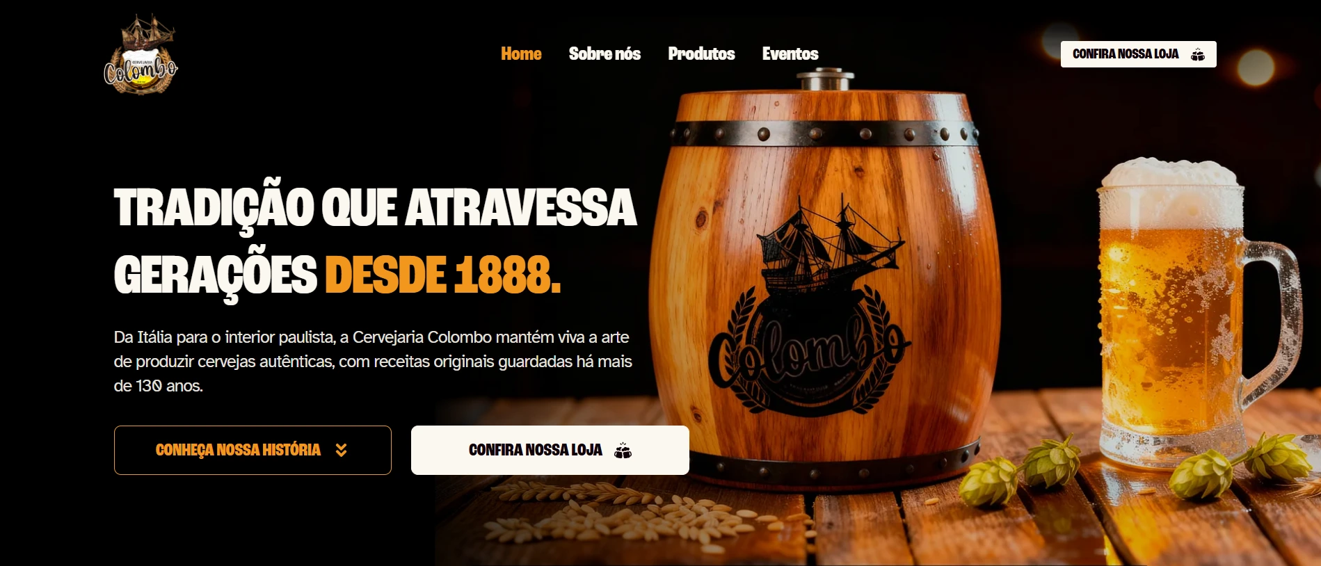 Site Cervejaria Colombo — desenvolvido por Rafael Melo